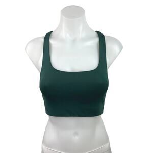 Girlfriend Collective Women's Teal Halter Neck Cropped Sports Top Bra Size XS